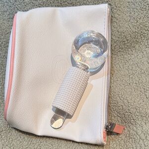 White Cosmetic Bag with Clear Facial Roller - new!